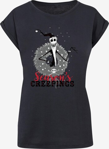 ABSOLUTE CULT Shirt 'The Nightmare Before Christmas - Seasons Creepings Wreath' in Blue: front