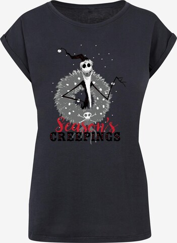 ABSOLUTE CULT Shirt 'The Nightmare Before Christmas - Seasons Creepings Wreath' in Blauw: voorkant