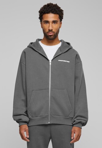 Prohibited Zip-Up Hoodie in Grey: front