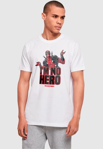 ABSOLUTE CULT Shirt 'Deadpool - I Am No Hero' in Wit: voorkant