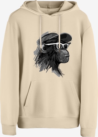 Cotton Prime Sweatshirt 'Cool Monkey mit Brille' in Beige: voorkant