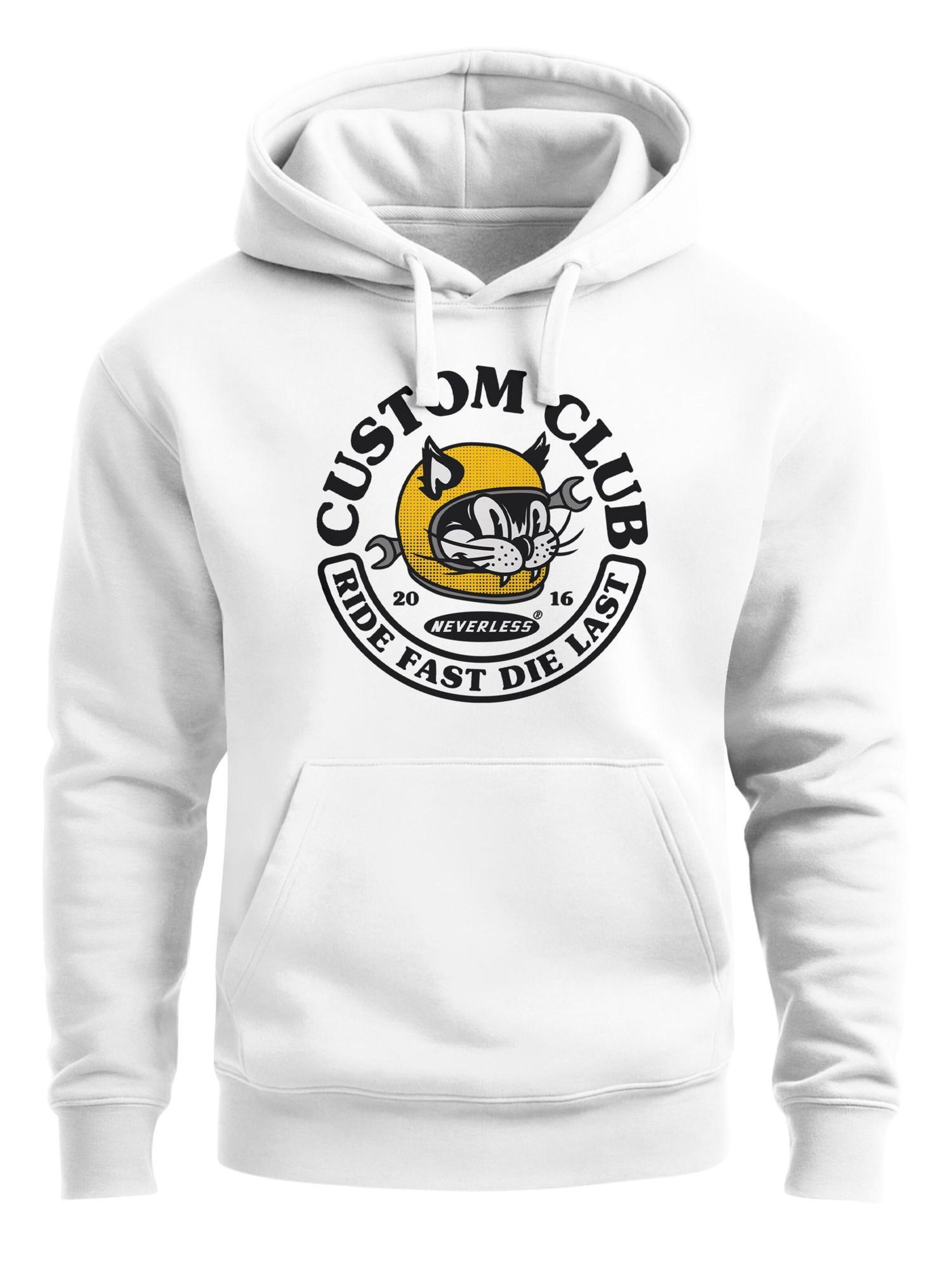 Neverless Sweatshirt 'Racing Cat' in White: front