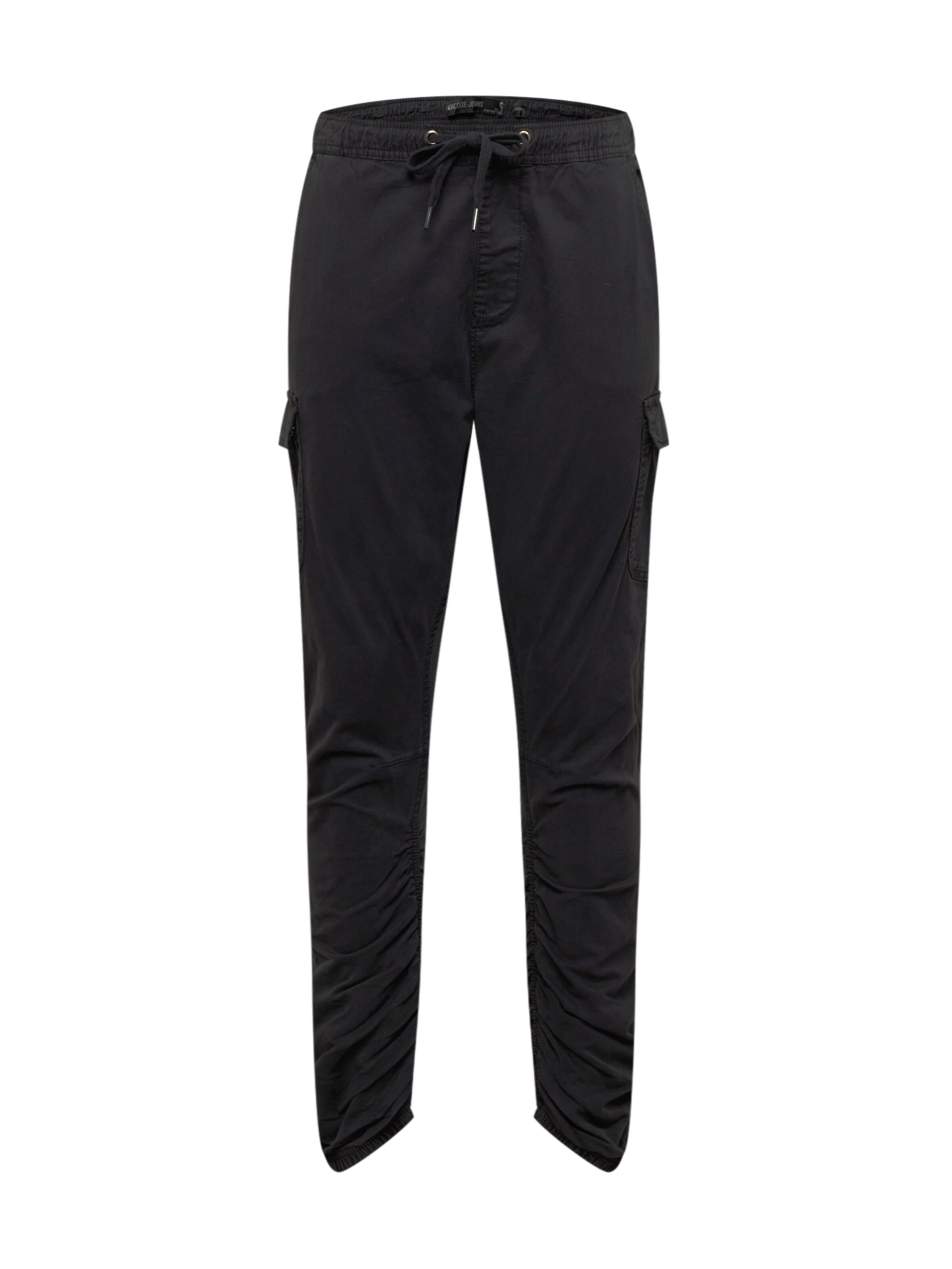 INDICODE JEANS Tapered Cargo Pants 'Lakeland' in Black: front