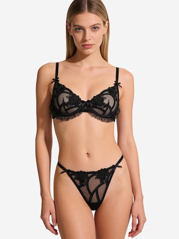 L.BEV Balconette Wäsche-Sets 'La Perla'‌‌‌‌ in Schwarz: Vorderseite