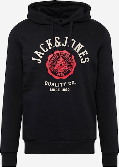 XS dydžio Megztinis be užsegimo iš JACK & JONES, spalva – raudona / juoda / balta, Prekių apžvalga