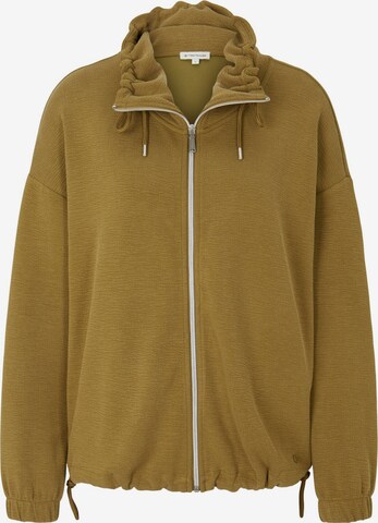 TOM TAILOR Zip-Up Hoodie in Green: front