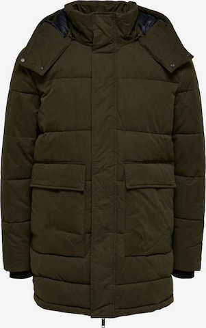 Parka d’hiver SELECTED HOMME en vert : devant