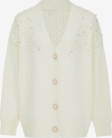 caissa Knit Cardigan in White: front