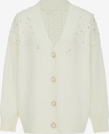 caissa Knit Cardigan in White: front