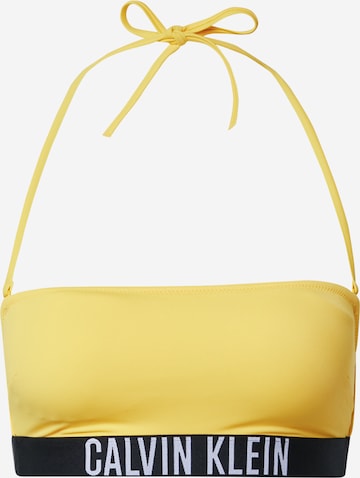 Calvin Klein Swimwear Bandeau Bikini Top in Yellow: front