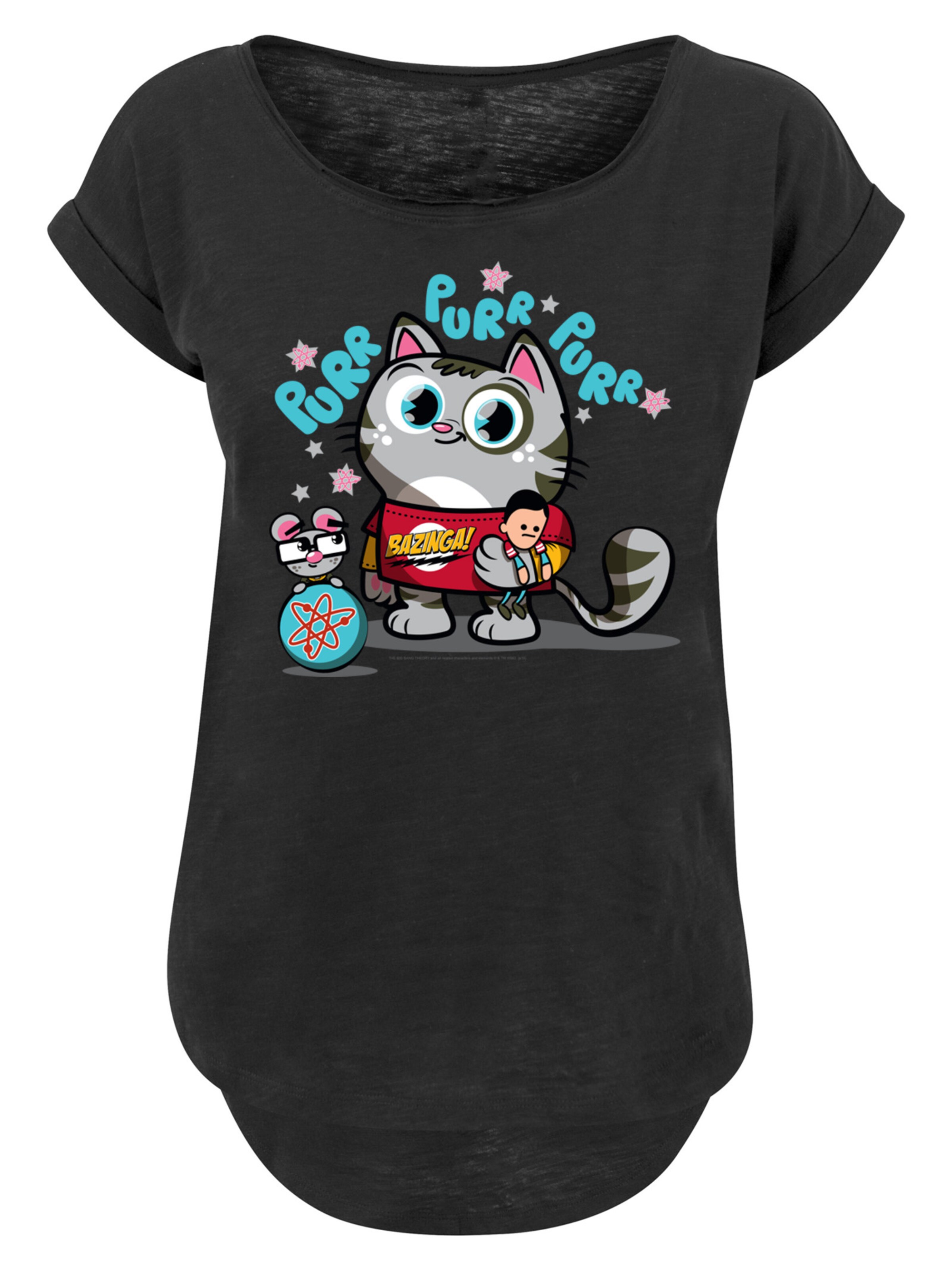 F4NT4STIC Shirt 'Bazinga Kitty' in Black: front
