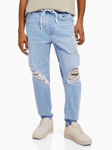 Effilé Jean Bershka en bleu : devant