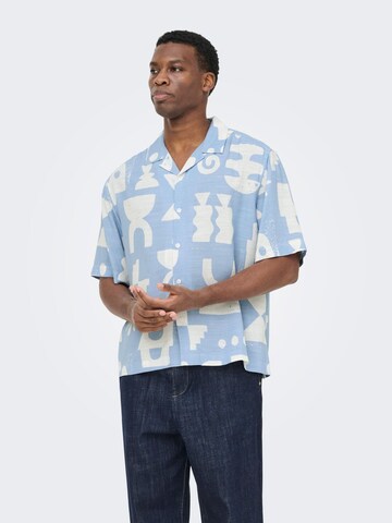 Only & Sons Comfort Fit Skjorte 'ONSHARVI' i blå: forside