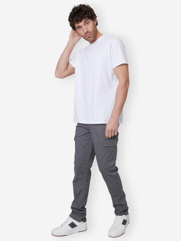 Threadbare Slimfit lange Cargohose 'Battle Drill' in Grau: Vorderseite