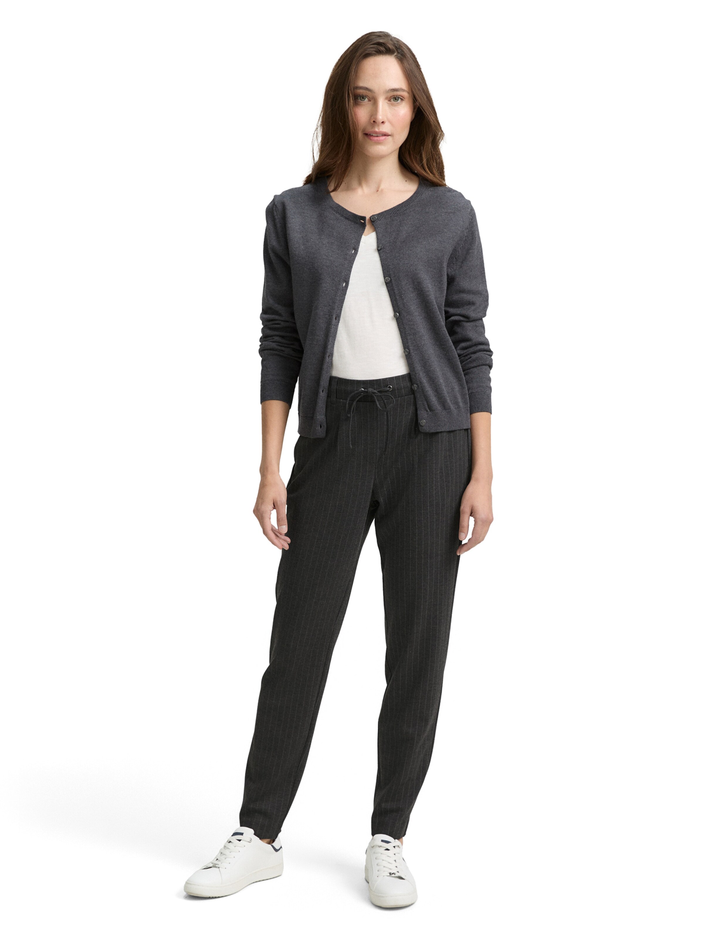 TOM TAILOR Regular Bandplooibroek in Grijs