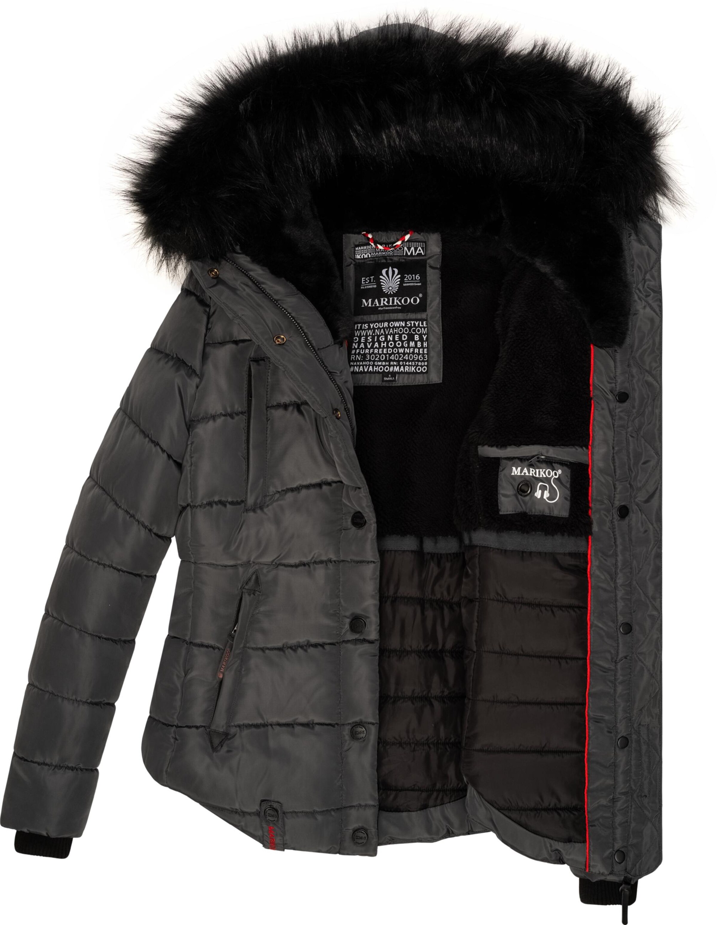 MARIKOO Vinterjakke 'Lotusblüte' i grå