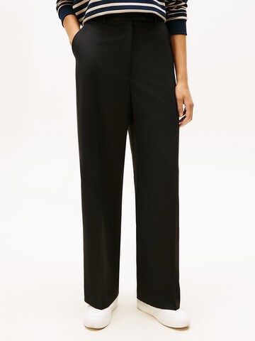TOMMY HILFIGER Regular Trousers with creases in Black: front