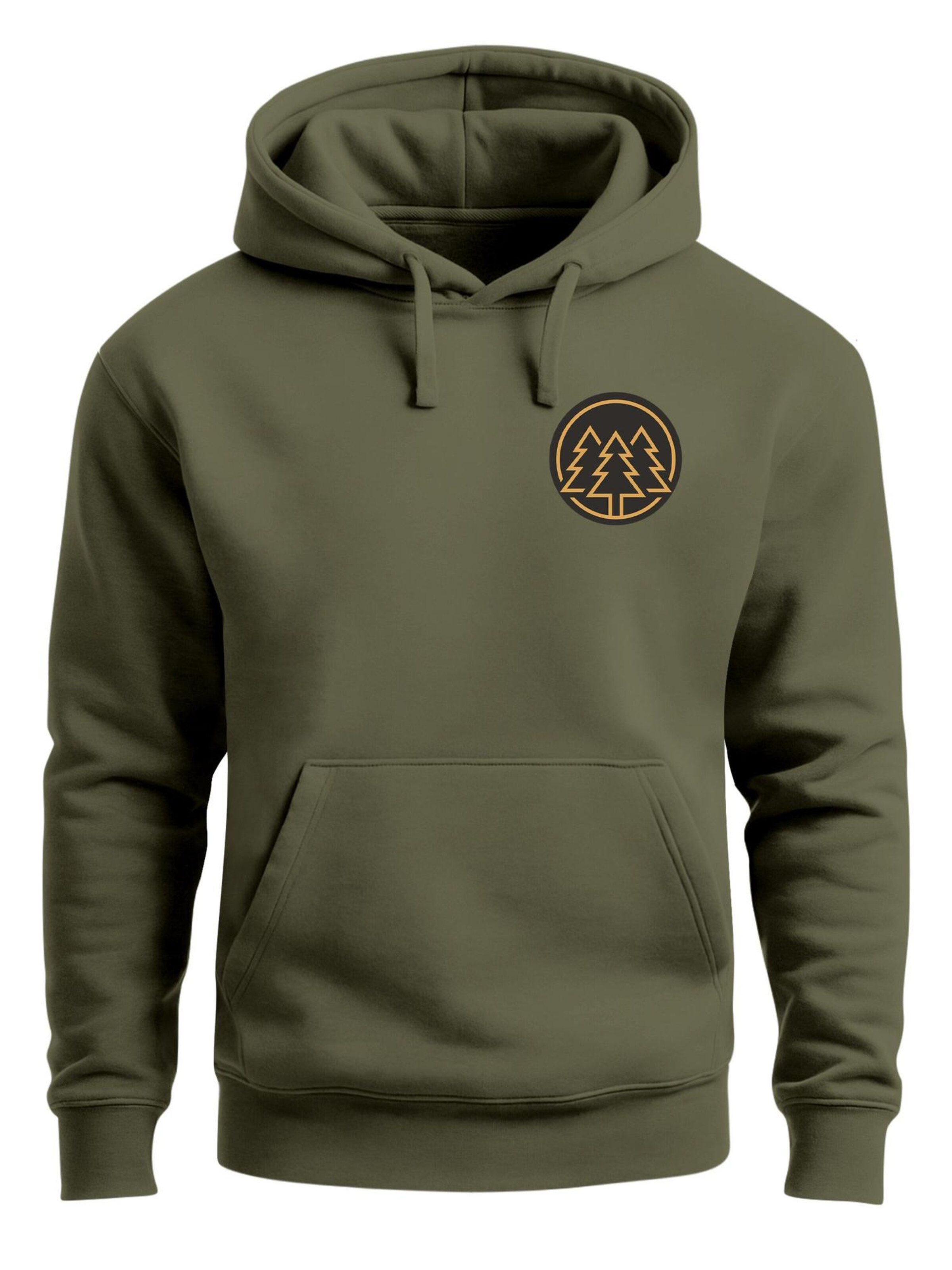 Neverless Sweatshirt 'Bäume Badge' in Green: front
