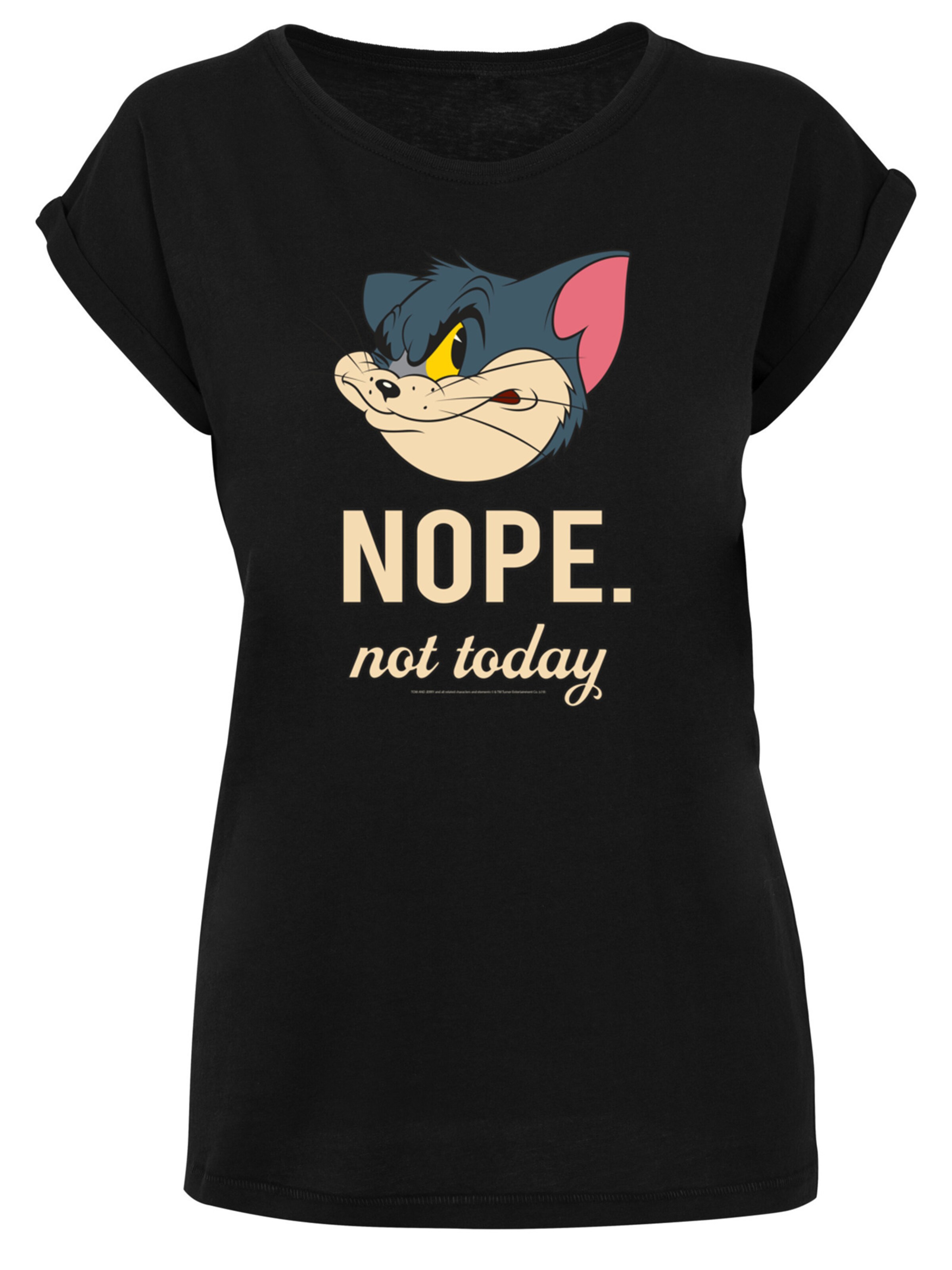 F4NT4STIC Shirt 'Tom and Jerry TV Serie Nope Not Today' in Zwart: voorkant