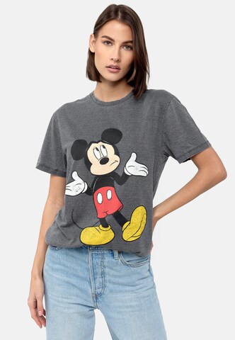 Recovered T-Shirt 'Disney Mickey Leaning' in Grau: Vorderseite