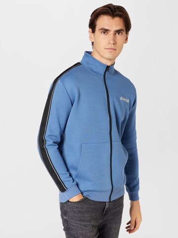 GUESS Athletic Zip-Up Hoodie 'MICKEY' in Blue: front