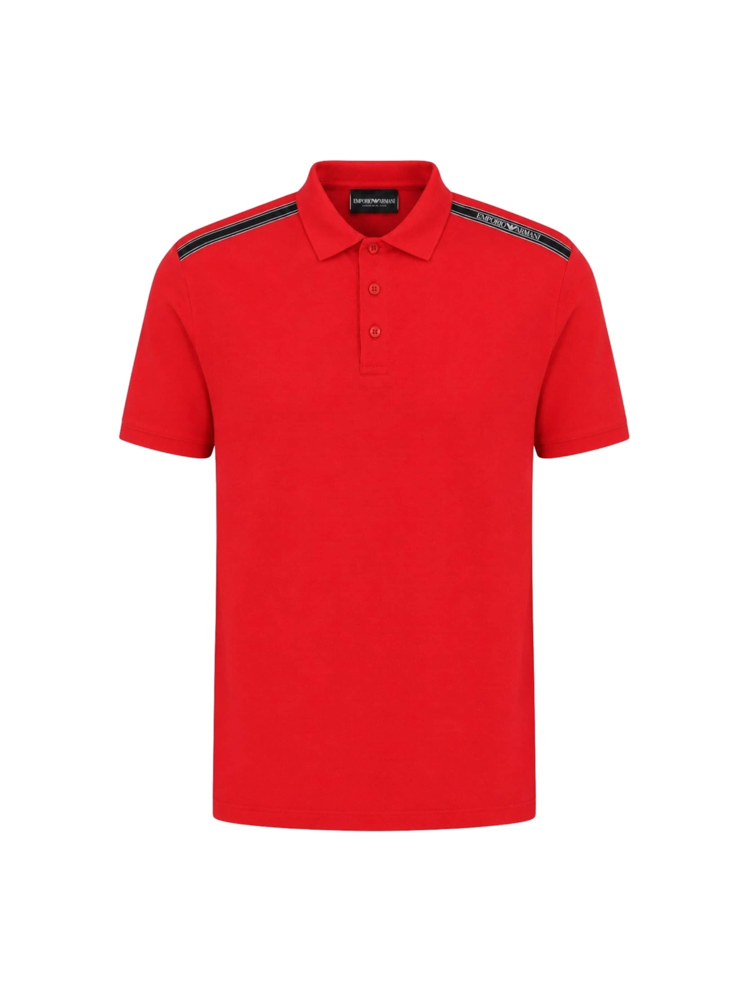 Emporio Armani - Camiseta 'Men's Polo Shirt with Logo Tape on Shoulders' en rojo: frente