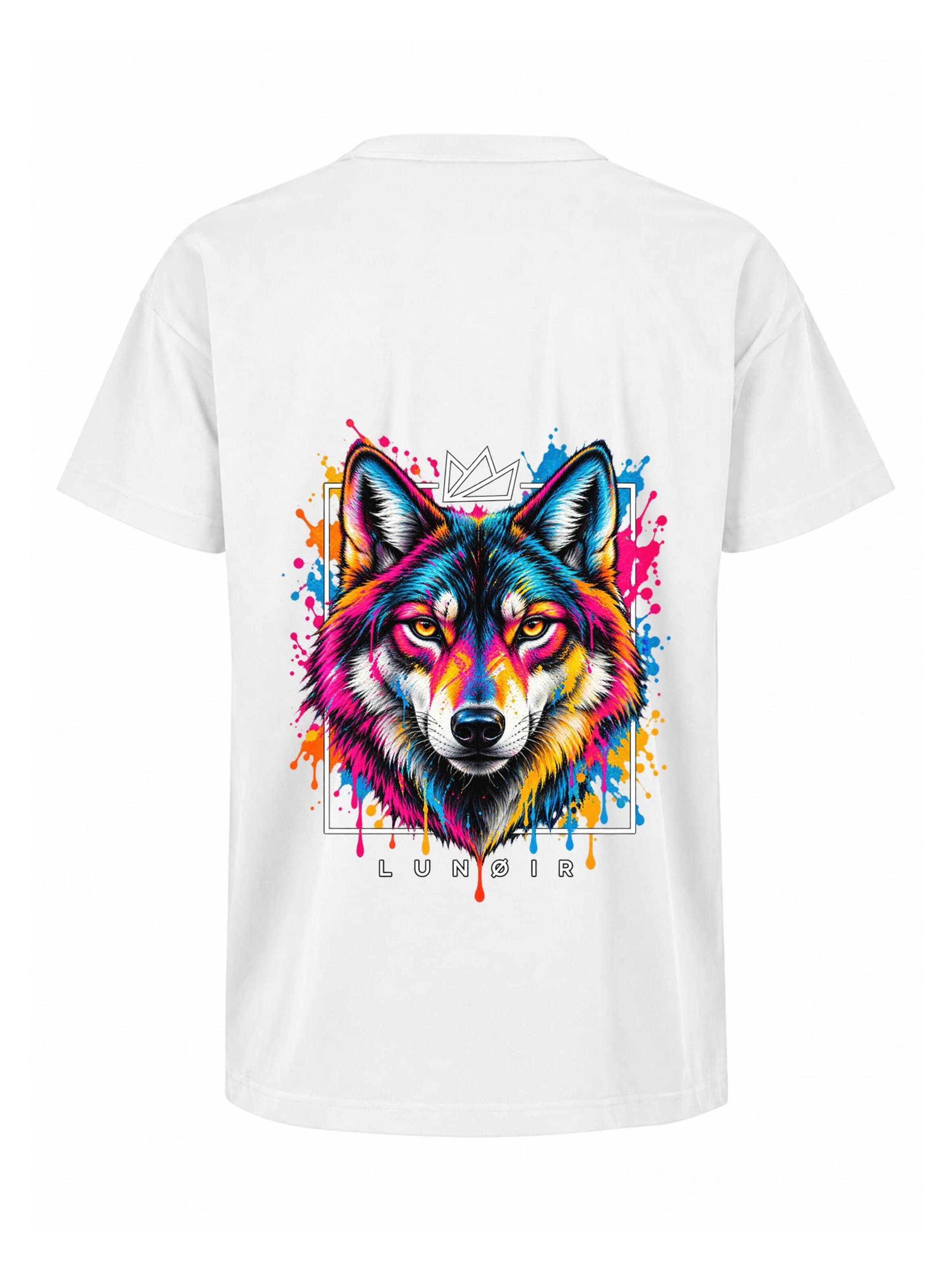 LUNØIR Studio Póló 'Tropical Riot – Urban Howl' - fehér: elől