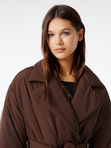 Bershka Between-Seasons Coat in Brown