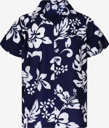 King Kameha Shirt 'Hibiscus' in Blau: Vorderseite