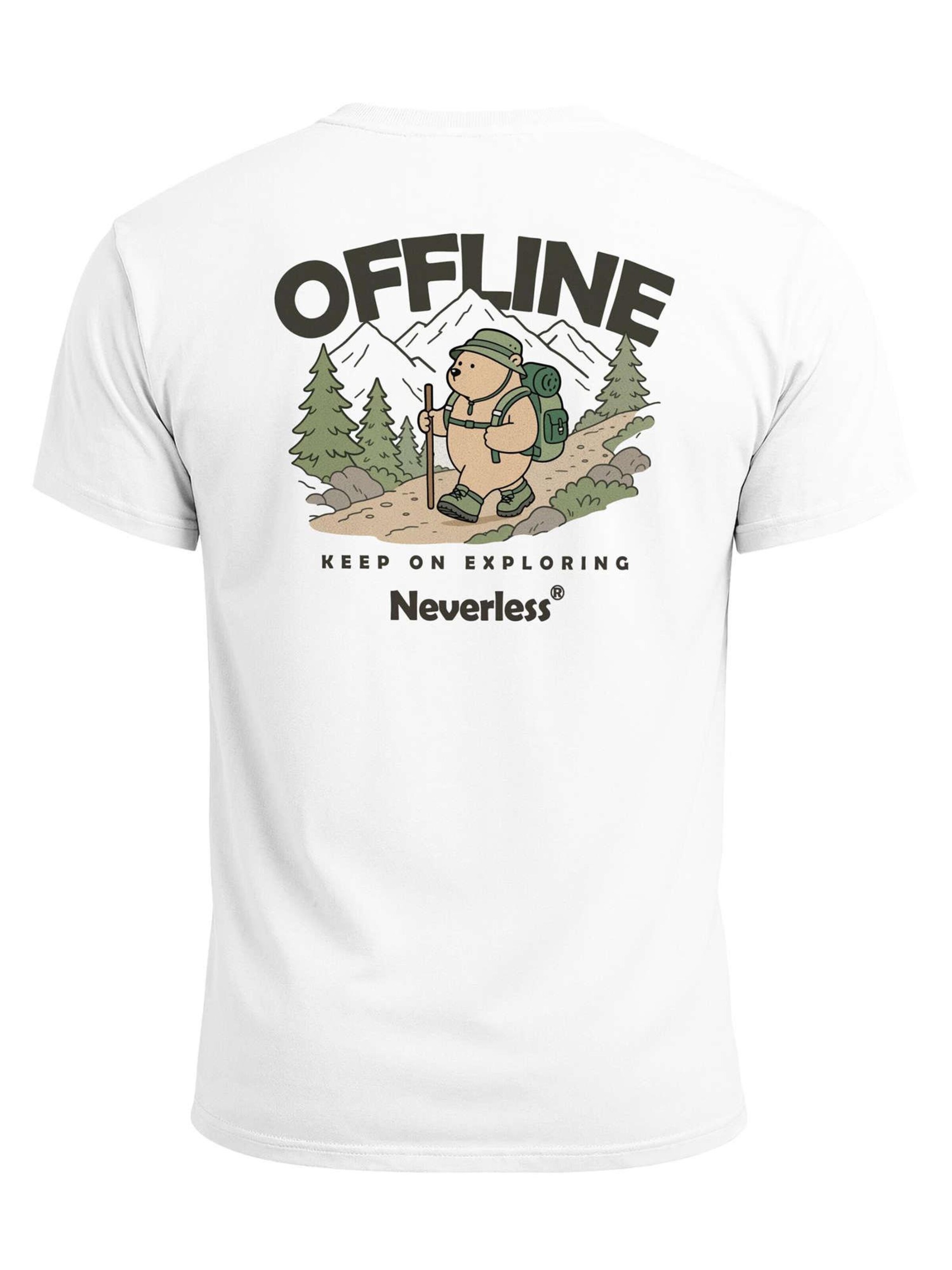 Neverless Shirt 'Hike Adventure Bear'‌‌‌‌ in Weiß: Vorderseite
