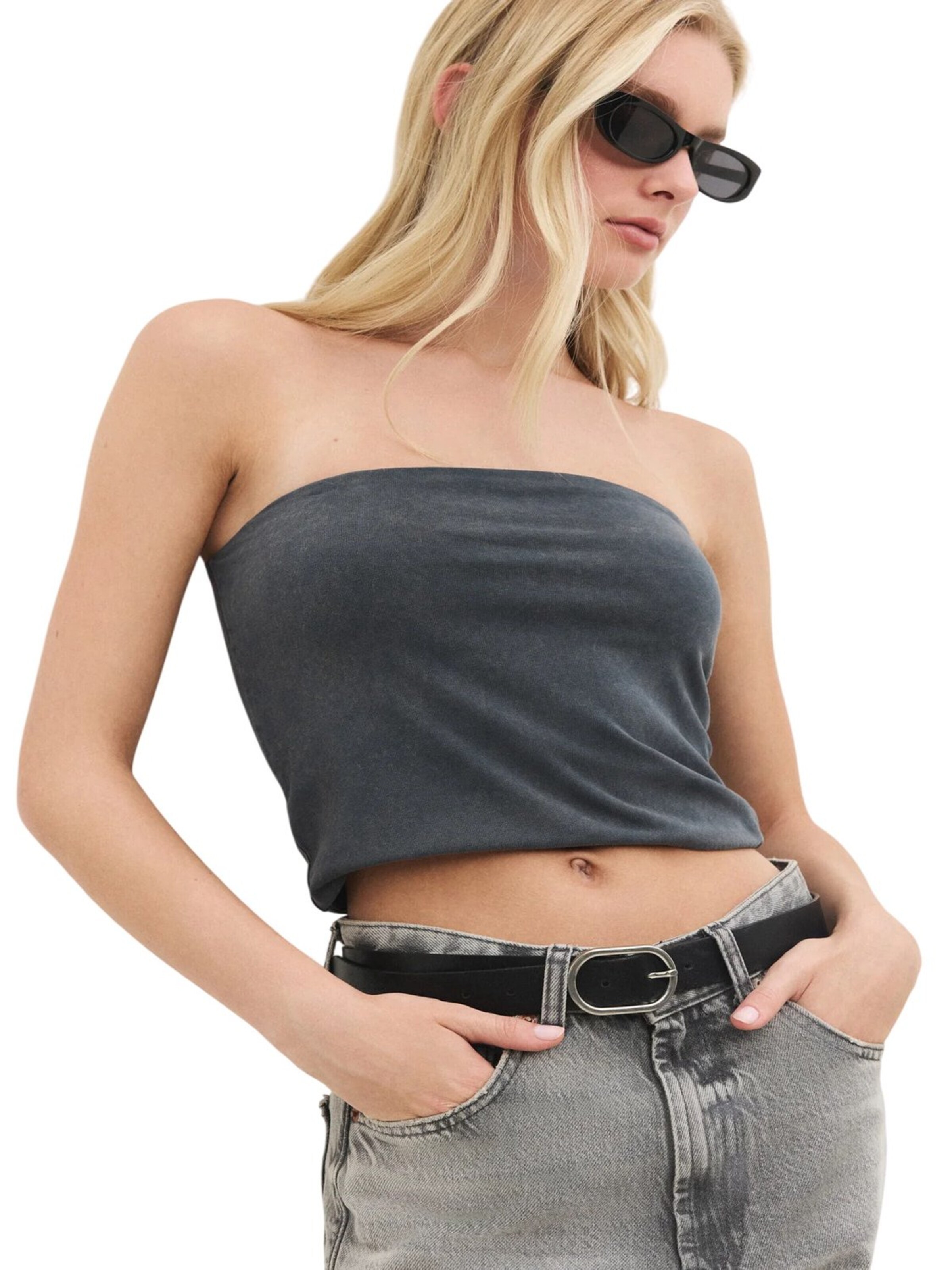No Matter What Top in Grau: Vorderseite