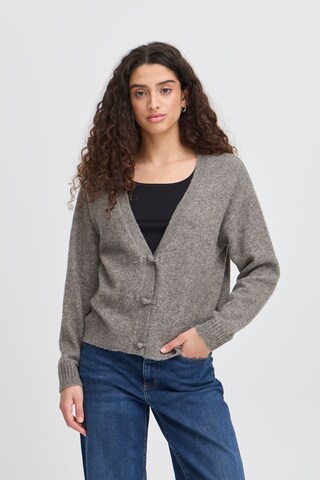 ICHI Knit Cardigan in Grey: front
