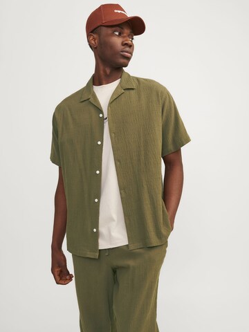 JACK & JONES Comfort fit Button Up Shirt 'JORLuke' in Green: front