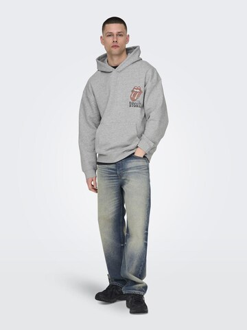 Only & Sons Sweatshirt 'ROLLING STONES' in Grey