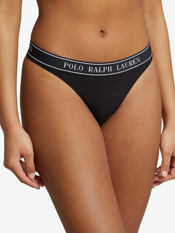 Polo Ralph Lauren Panty ' Mid Rise Thong ' in Black: front
