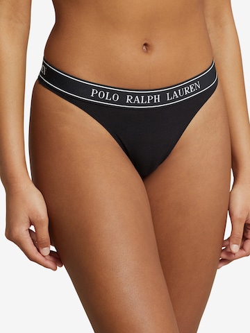 Polo Ralph Lauren Slip ' Mid Rise Thong ' in Zwart: voorkant
