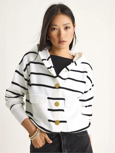 Bianco Lucci Strickjacke in schwarz / weiß, Produktansicht