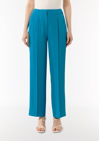 COMMA Wide leg Pleat-Front Pants in Blue: front