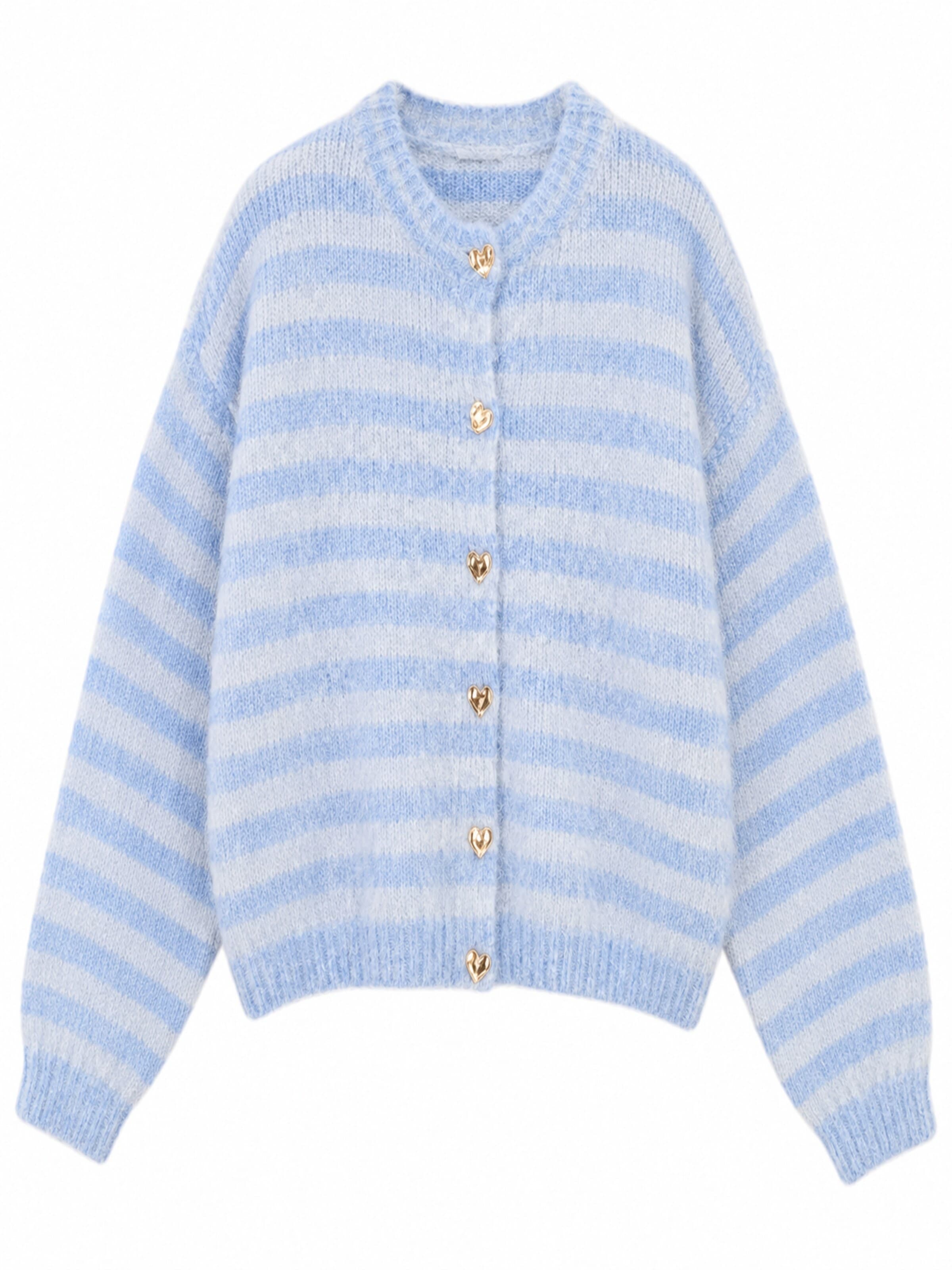 Pullover extra large 'UNICORN Women's Luxury Light Blue Teddy Cardigan with Gold Heart Buttons s m l xl' di UNICORN in blu: frontale