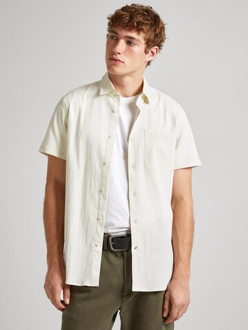 Pepe Jeans Regular fit Traditional Button Up Shirt 'PYKE' in Beige: front