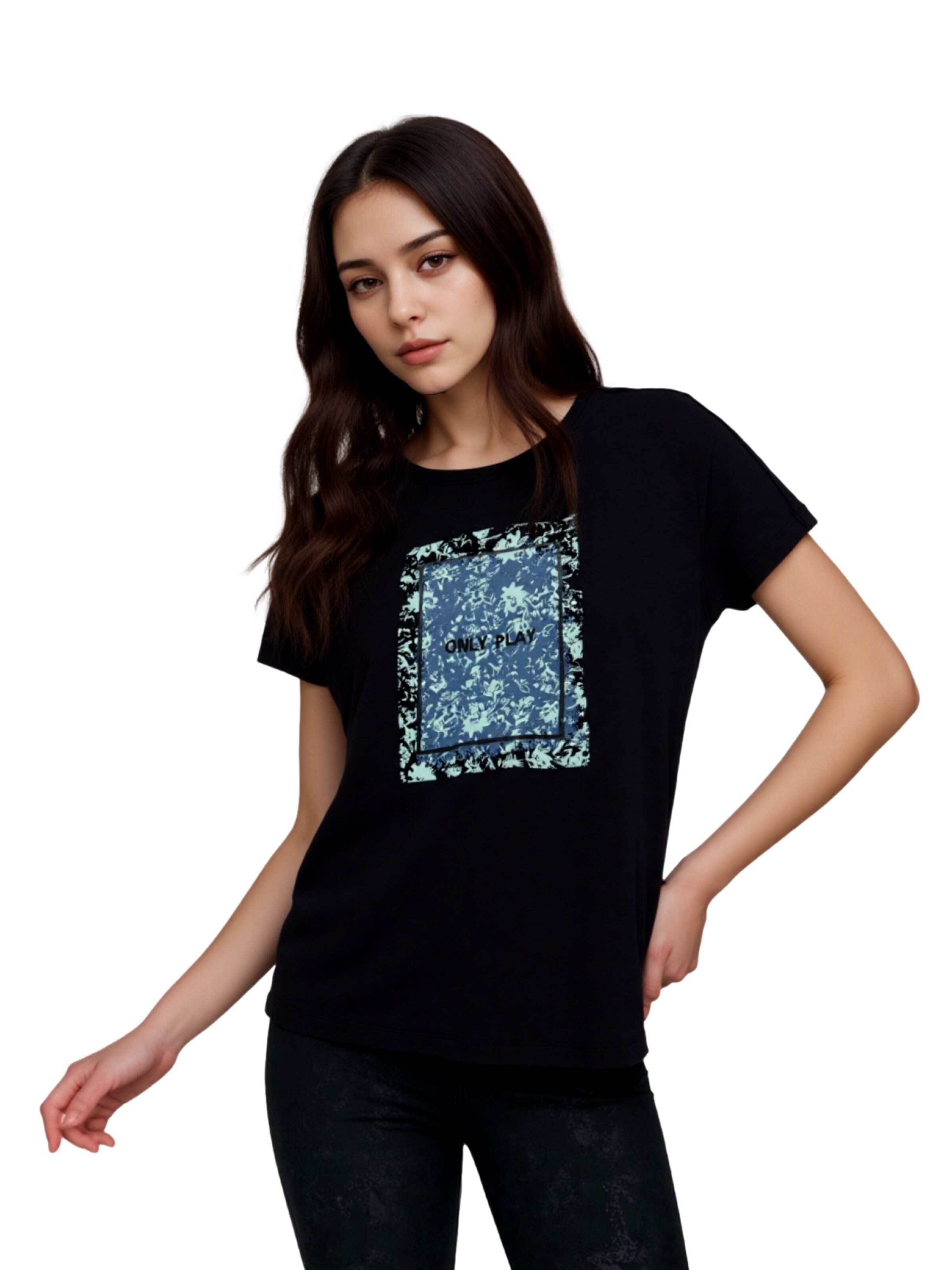 T-shirt 'Aub-Mie Life' ONLY PLAY en noir : devant