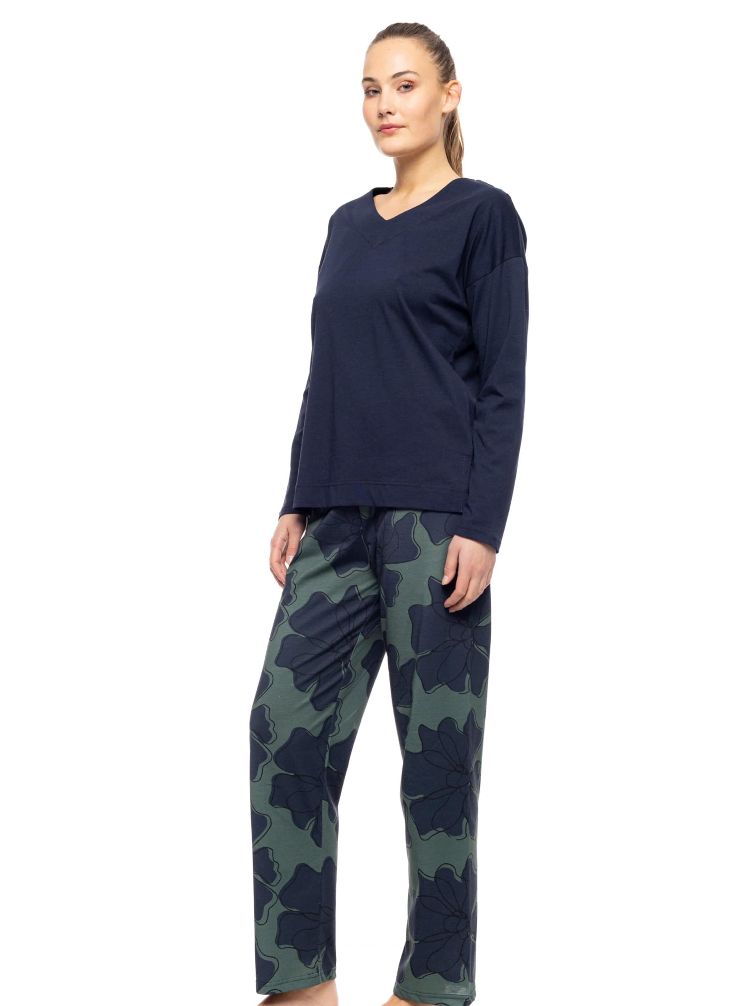 Pink Label - Pijama 'FOREST BLOOM' en verde