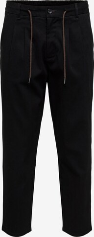 Slimfit Pantaloni con pieghe 'Dew' di Only & Sons in nero: frontale