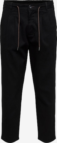 Only & Sons Slim fit Pleat-Front Pants 'Dew' in Black: front