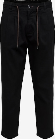 Only & Sons - Slimfit Calças com pregas 'Dew' em preto: frente