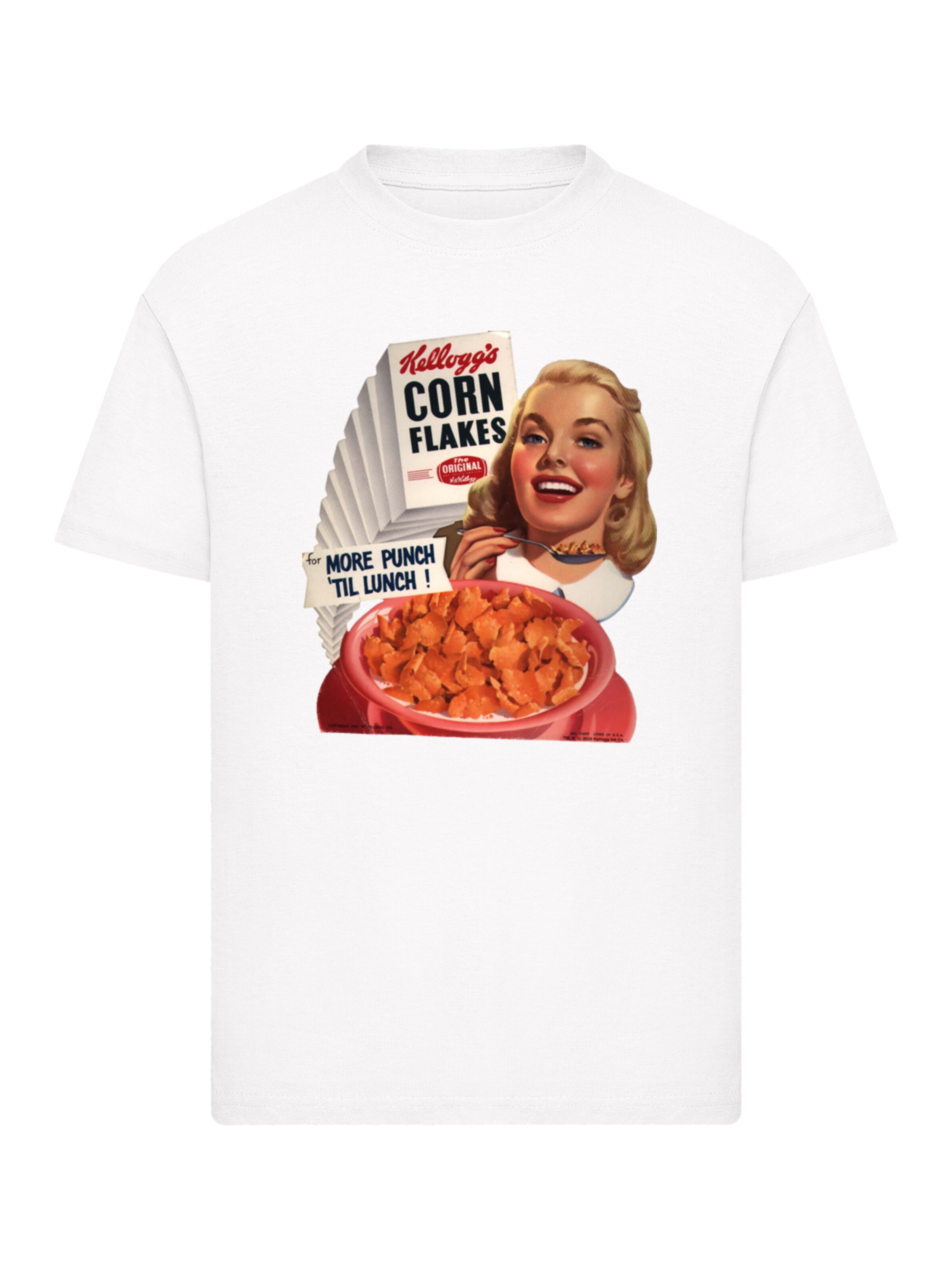 T-Shirt 'Kellogg's Corn Flakes Cereal 1950's' F4NT4STIC en blanc : devant