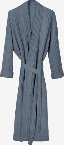 The Organic Company Long Bathrobe 'Big Waffle' in Blue: front