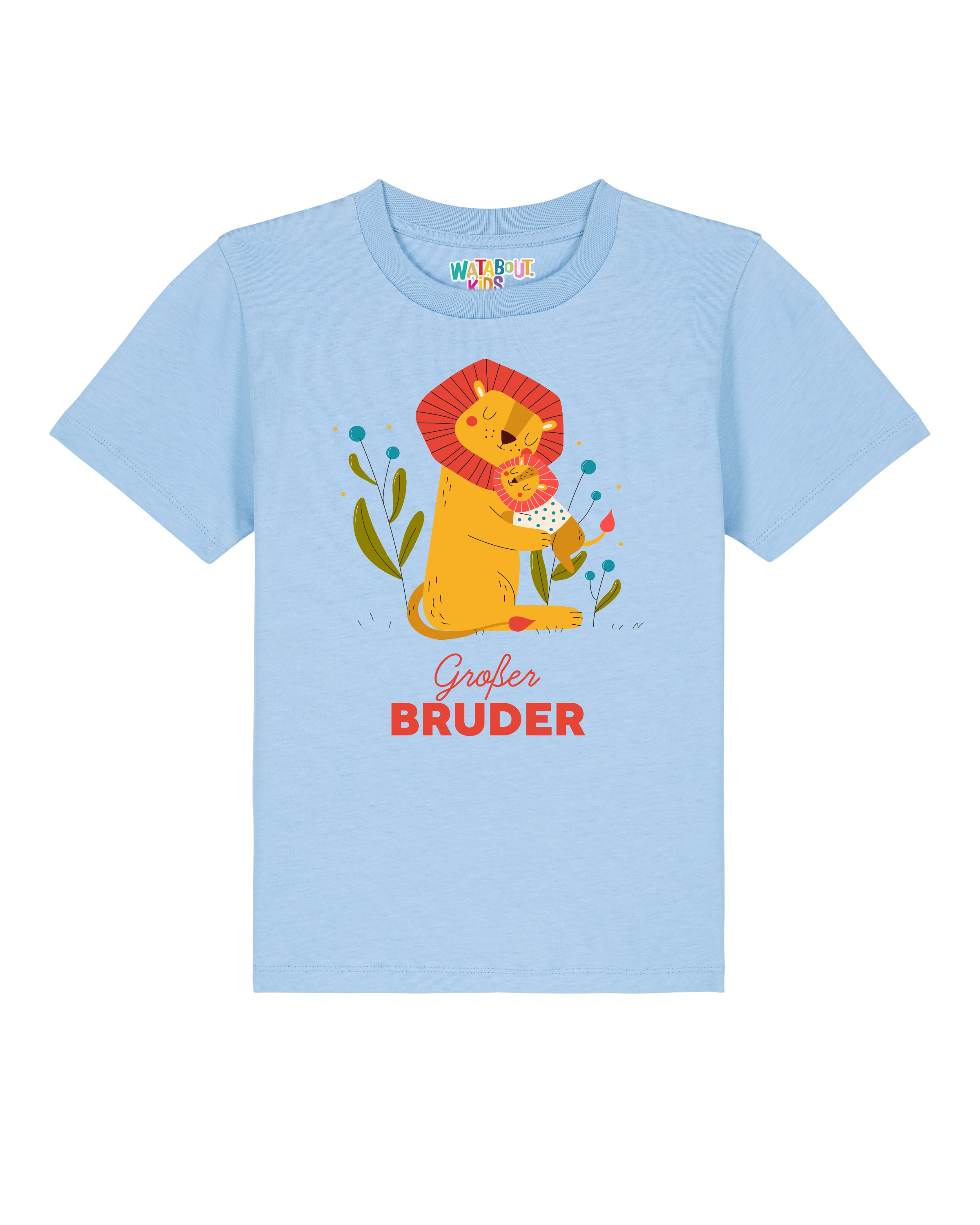 T-Shirt 'Löwen Großer Bruder' watabout.kids en bleu : devant