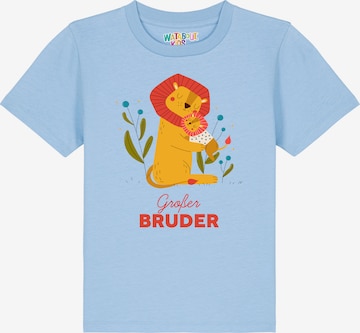 watabout.kids Shirt 'Löwen Großer Bruder' in Blue: front