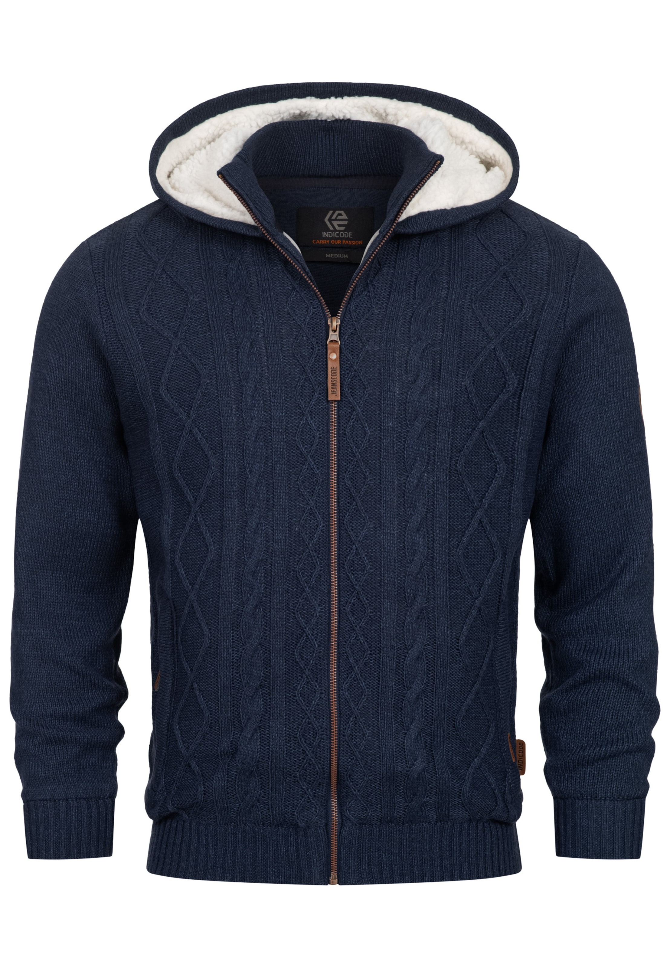 INDICODE JEANS Strickjacke 'INRandolph' in Blau: Vorderseite